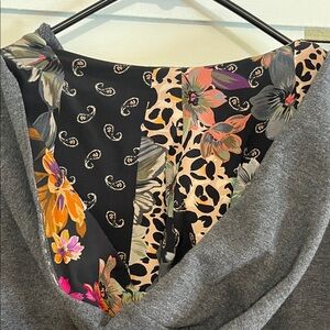 Johnny Was Charcoal Hooded Jacket with Lace Hem